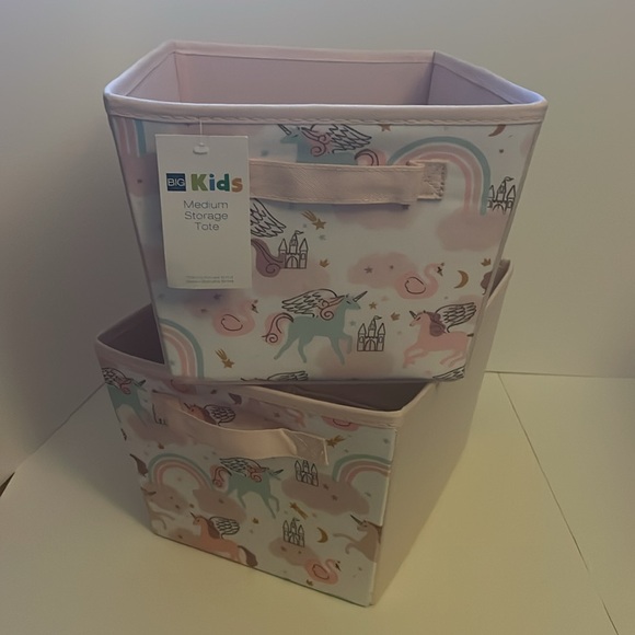 The Big One Kids Unicorn medium Storage Tote. 7.5” H, 10” W, 13” D. Set of 2 - Picture 4 of 17
